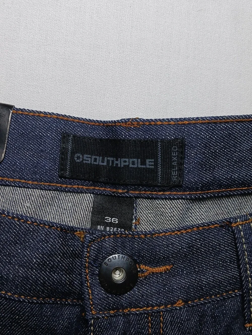 Vintage Southpole Mens Relaxed Fit Jeans 36X32 Raw Indigo Blue Denim Y2K